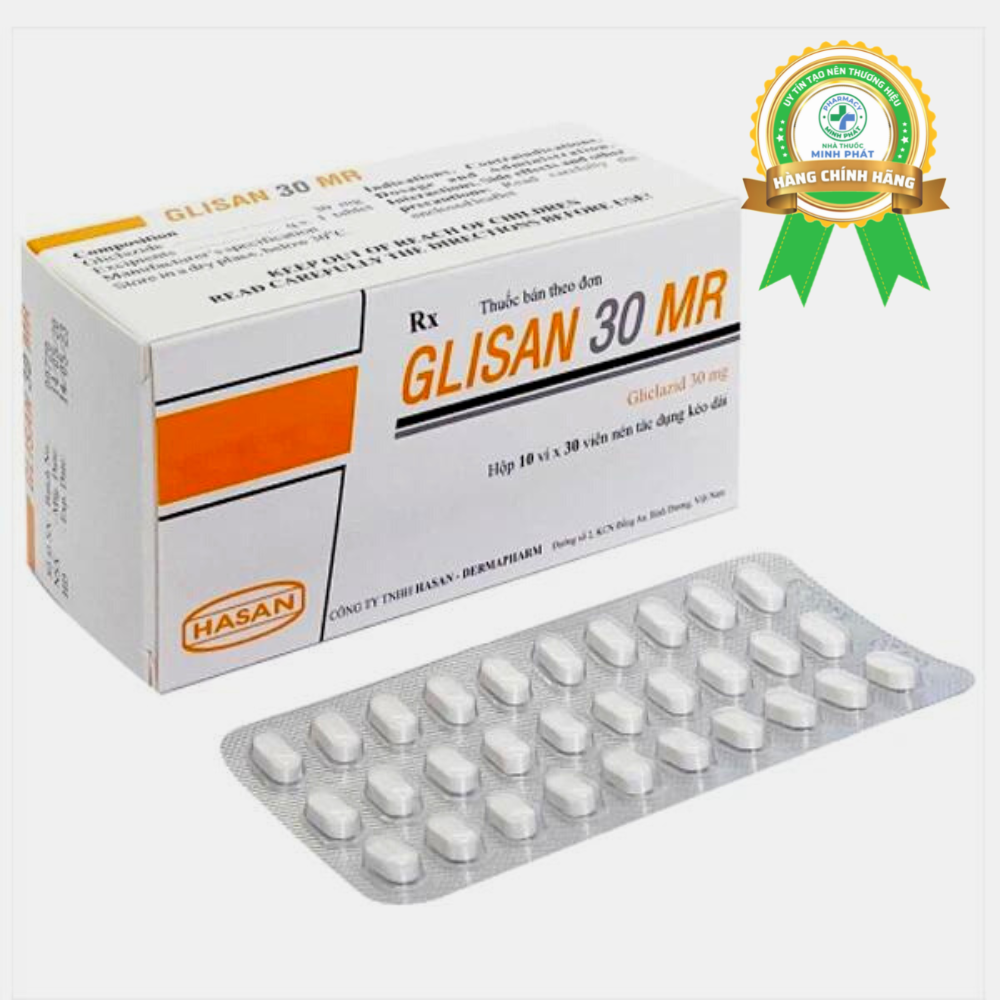 Thuốc Glisan 30 MR Hasan điều trị tiểu đường type 2 (10 vỉ x 30 viên)